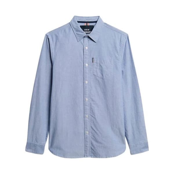 Chemise med Långa Ärmar Superdry Essentials Oxford - Blå-Azure