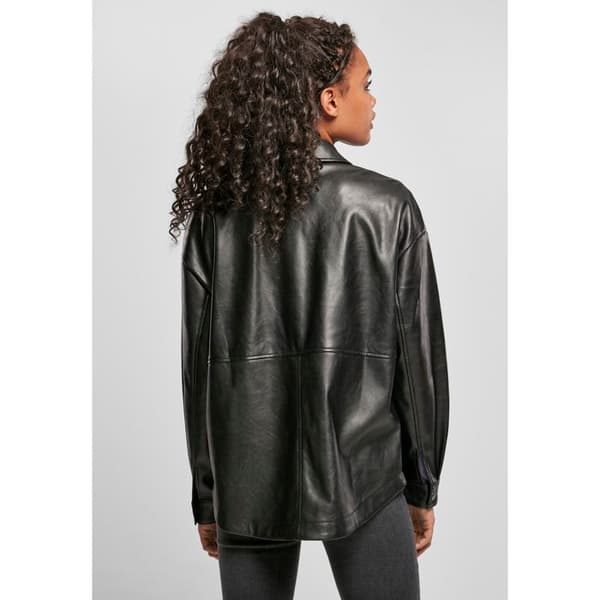 Damblus - Urban Classics - Syntetisk läderjacka - Oversize - Långa ärmar - Svart