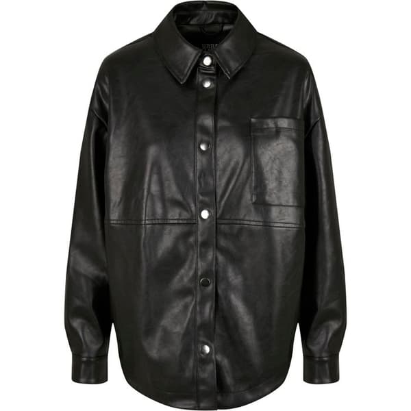 Damblus - Urban Classics - Syntetisk läderjacka - Oversize - Långa ärmar - Svart