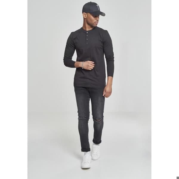Urban Klassisk basic henley t-shirt