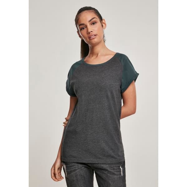 T-shirt för kvinnor - Urban Classic - Raglan kontrast - Grå/Vit - Kortärmad - Oversize