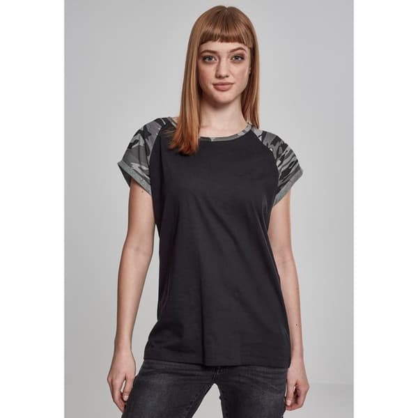 T-shirt för kvinnor - Urban Classic - Raglan kontrast - Grå/Vit - Kortärmad - Oversize