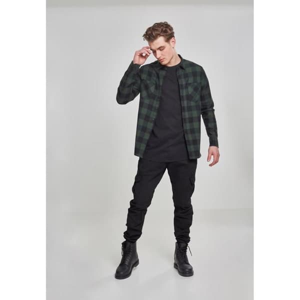 Skjorta - Urban Classic - Flanell - Svart/Skoggrön - Långa Ärmar - Regular