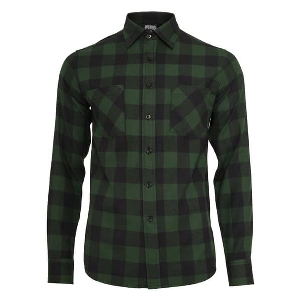Skjorta - Urban Classic - Flanell - Svart/Skoggrön - Långa Ärmar - Regular