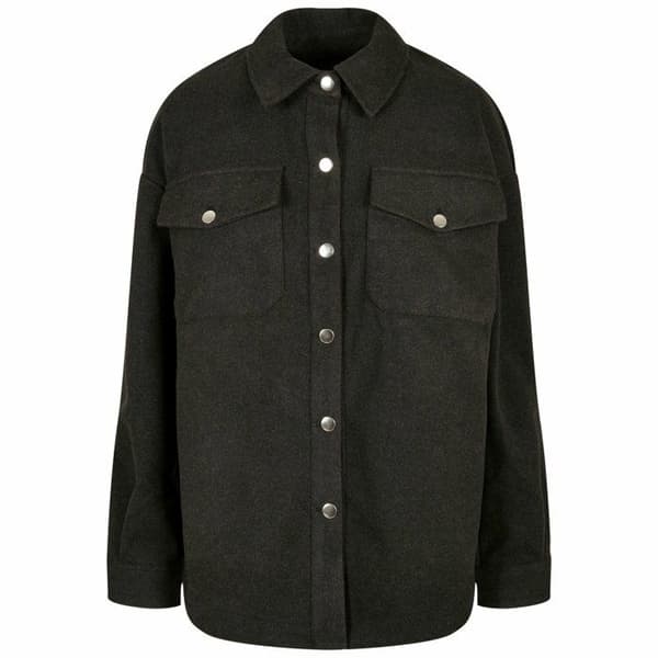 Surchemise dam - Urban Classics - Klassisk - Mörkbrun - Långa ärmar - Skjortkrage