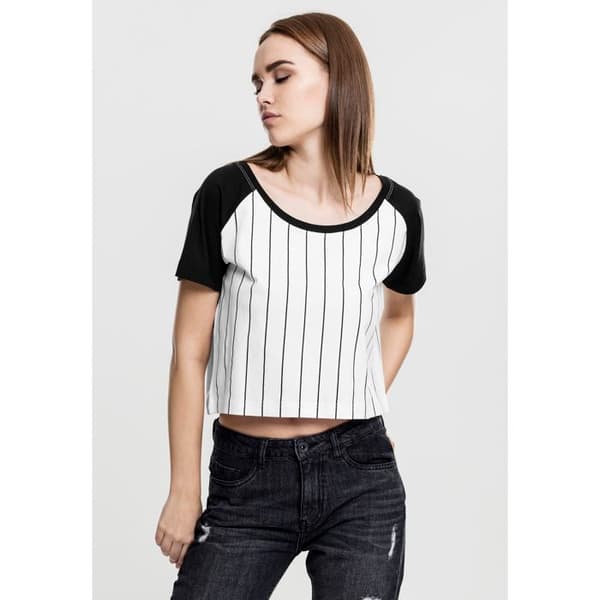 T-shirt dam - Urban Classic - Baseball - Vit/Svart - Åtsittande - Kortärmad