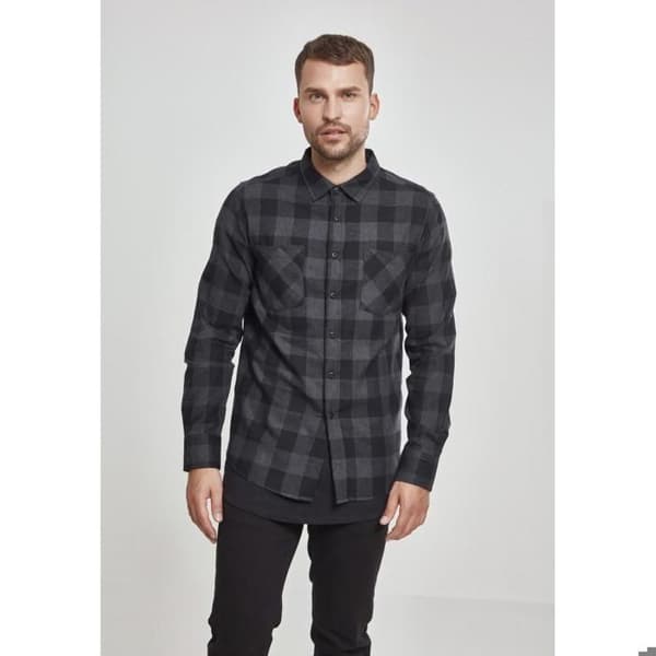 Skjorta - Urban Classic - Flanell - Svart/Brun - Vuxen - 100% Bomull