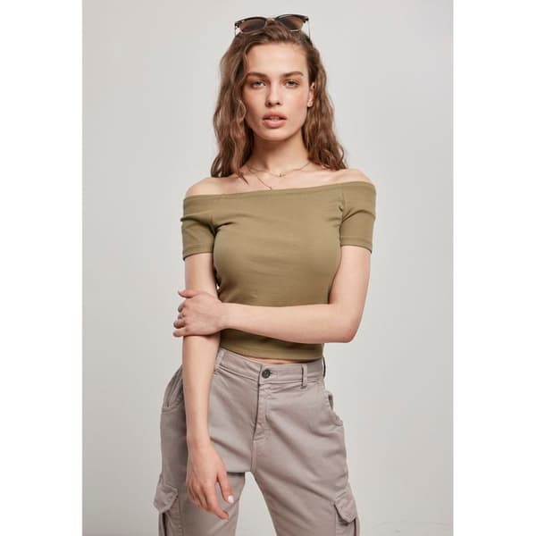 T-shirt dam Urban Classics med bar axel (Stora storlekar)