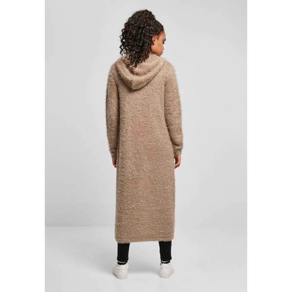 Cardigan lång dam Urban Classics med huva fjäder