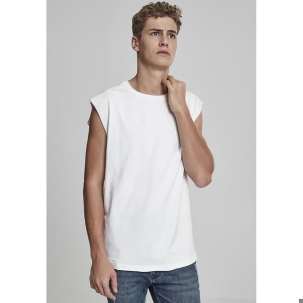 T-shirt - URBAN CLASSICS - Öppen Kant - Oliv - 100% Bomull - Utan Ärmar