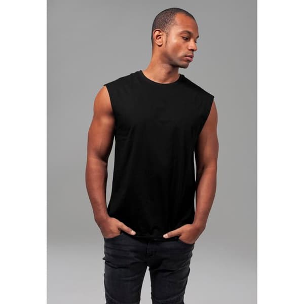 T-shirt - URBAN CLASSICS - Öppen Kant - Oliv - 100% Bomull - Utan Ärmar
