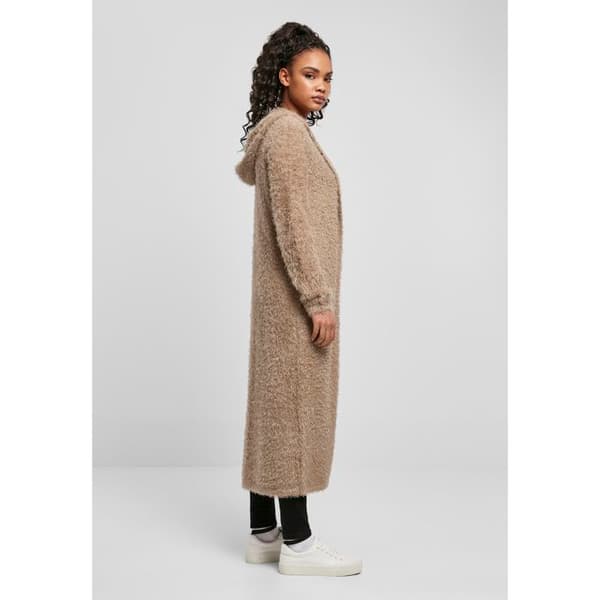 Cardigan lång dam Urban Classics med huva fjäder