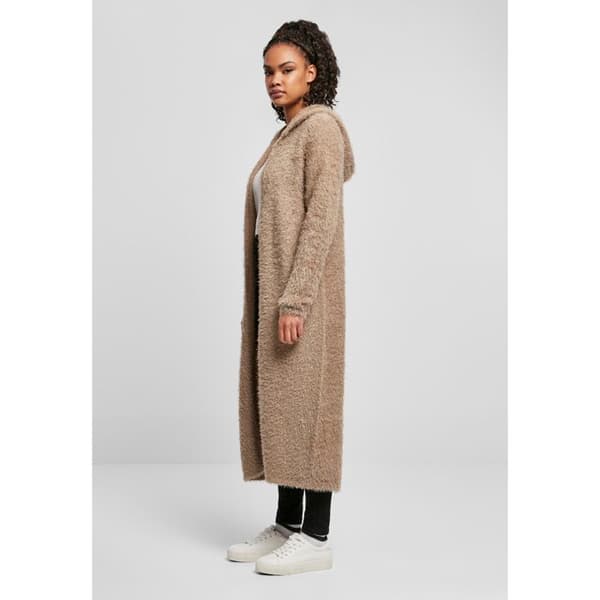 Cardigan lång dam Urban Classics med huva fjäder