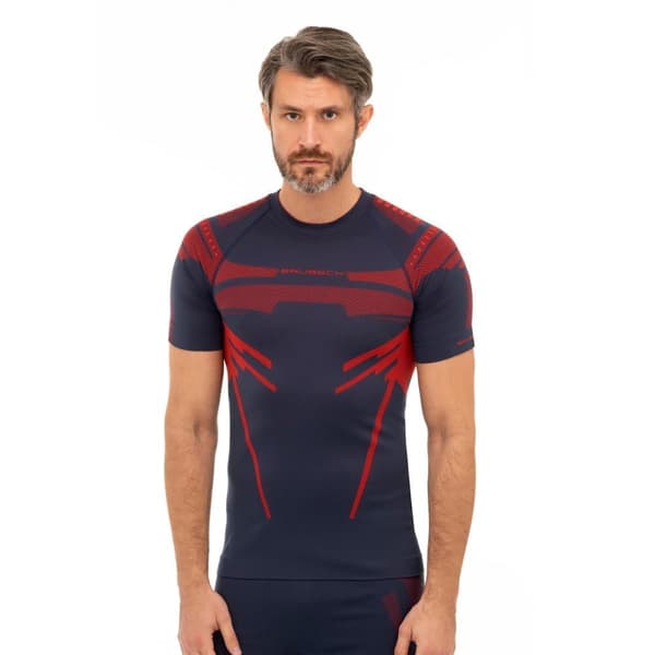 Kortärmad T-shirt för herrar Brubeck DRY Termoaktiv Mörkblå-röd, Grafit-blå, Svart-grafit