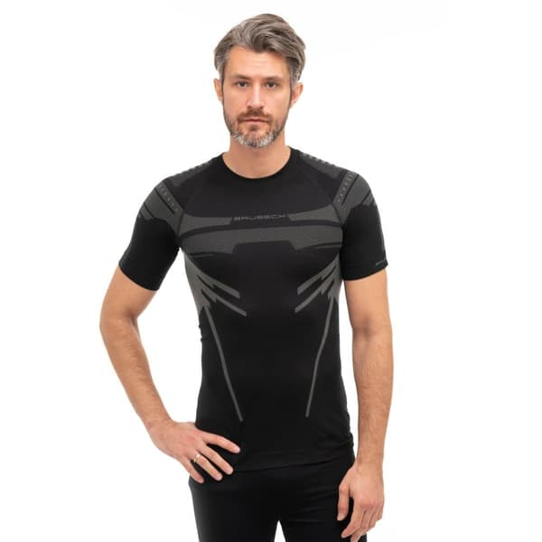 Kortärmad T-shirt för herrar Brubeck DRY Termoaktiv Mörkblå-röd, Grafit-blå, Svart-grafit