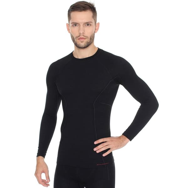 Herr långärmad t-shirt Brubeck ACTIVE WOOL Underkläder termisk Merinoull Svart, Marinblå, Grafit