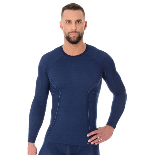 Herr långärmad t-shirt Brubeck ACTIVE WOOL Underkläder termisk Merinoull Svart, Marinblå, Grafit