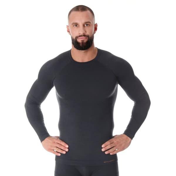 Herr långärmad t-shirt Brubeck ACTIVE WOOL Underkläder termisk Merinoull Svart, Marinblå, Grafit Grafit XL