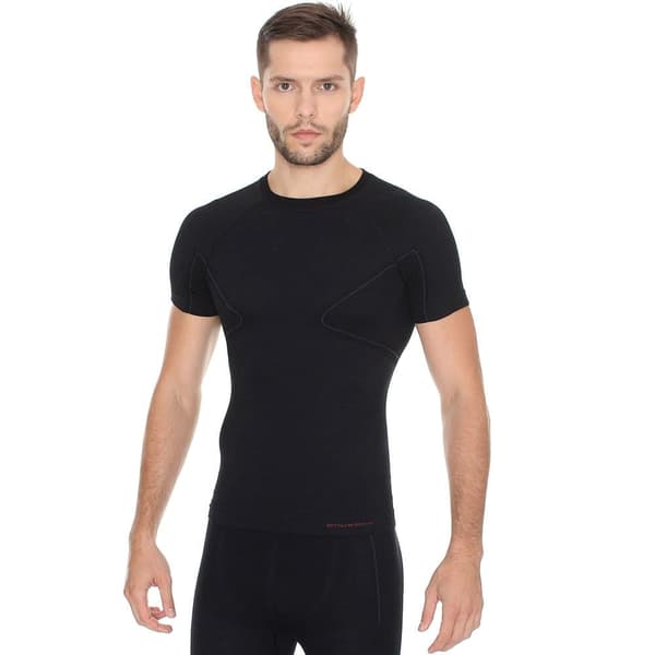 T-shirt med kort ärm för herr Brubeck ACTIVE WOOL Termiska underkläder Merinoull Svart, Marinblå, Grafit