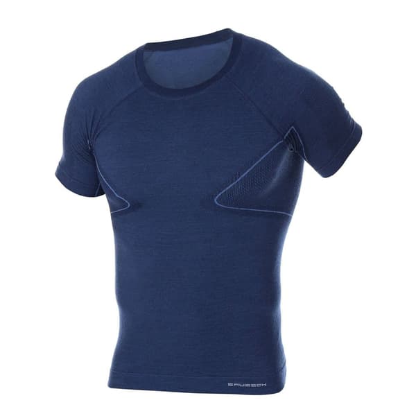 T-shirt med kort ärm för herr Brubeck ACTIVE WOOL Termiska underkläder Merinoull Svart, Marinblå, Grafit