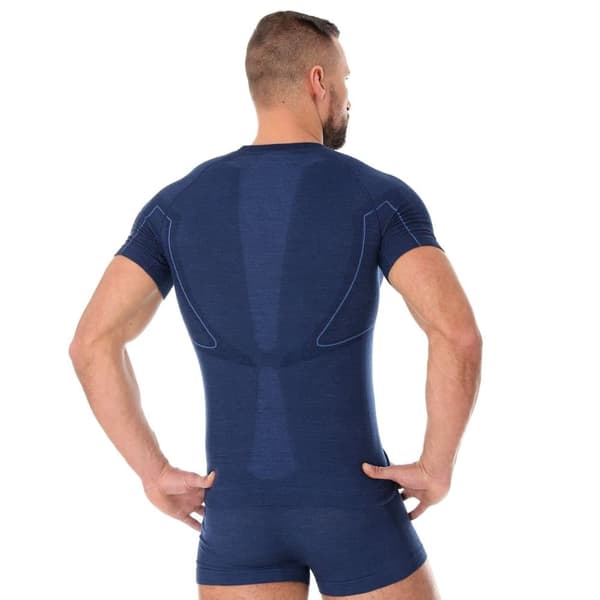 T-shirt med kort ärm för herr Brubeck ACTIVE WOOL Termiska underkläder Merinoull Svart, Marinblå, Grafit
