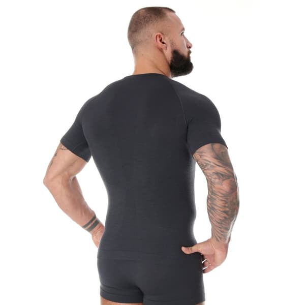 T-shirt med kort ärm för herr Brubeck ACTIVE WOOL Termiska underkläder Merinoull Svart, Marinblå, Grafit