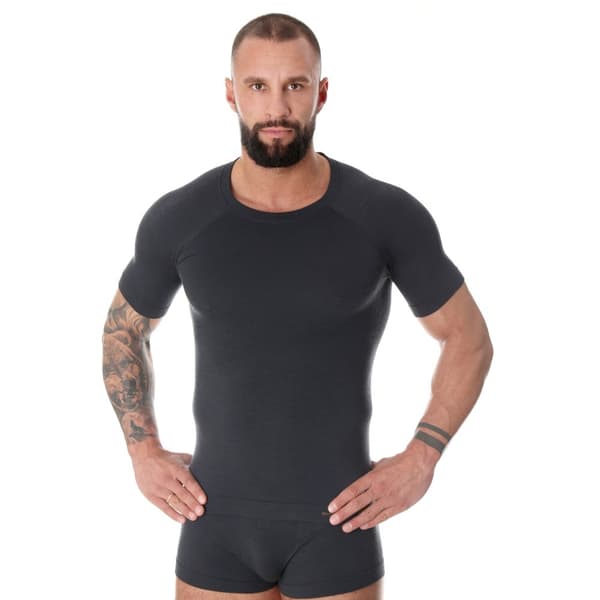 T-shirt med kort ärm för herr Brubeck ACTIVE WOOL Termiska underkläder Merinoull Svart, Marinblå, Grafit