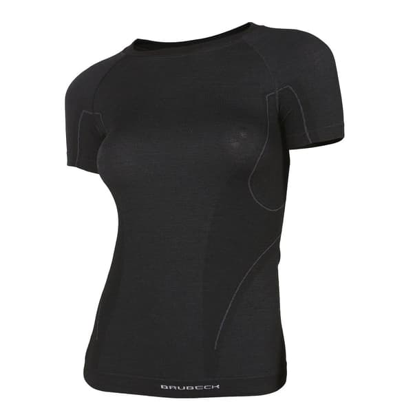 Dam kortärmad t-shirt Brubeck ACTIVE WOOL termoaktivunderkläder Merinoull Svart, Denim, Plommon