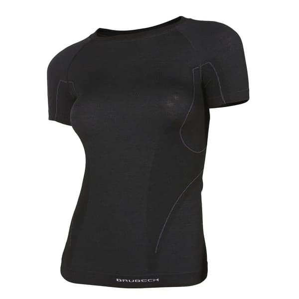 Dam kortärmad t-shirt Brubeck ACTIVE WOOL termoaktivunderkläder Merinoull Svart, Denim, Plommon