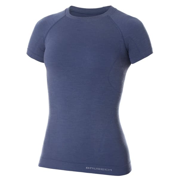 Dam kortärmad t-shirt Brubeck ACTIVE WOOL termoaktivunderkläder Merinoull Svart, Denim, Plommon