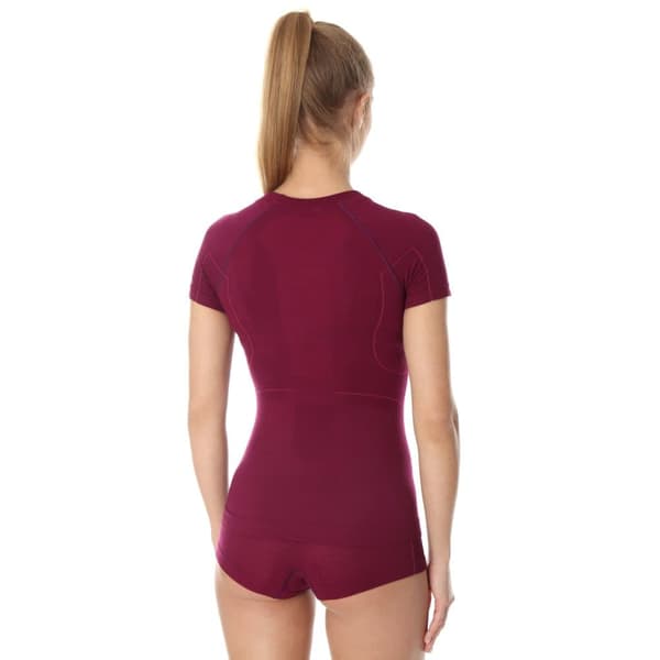 Dam kortärmad t-shirt Brubeck ACTIVE WOOL termoaktivunderkläder Merinoull Svart, Denim, Plommon