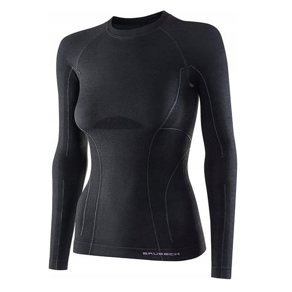 Långärmad T-shirt för damer Brubeck ACTIVE WOOL Termoaktivunderkläder Merinoull Svart, Denim, Plommon