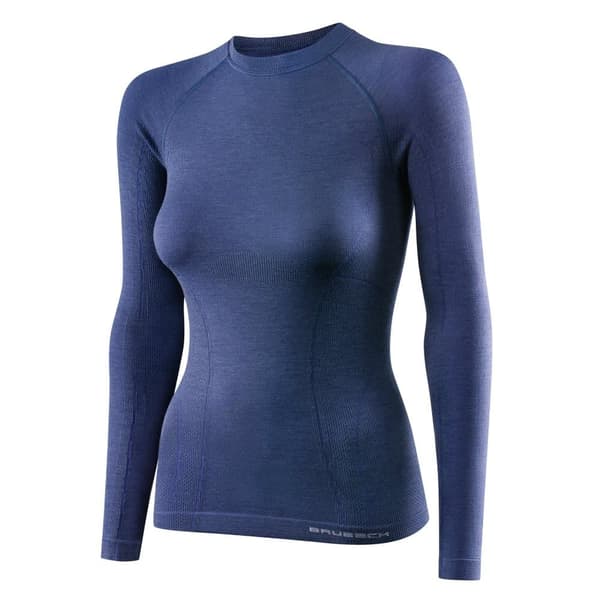 Långärmad T-shirt för damer Brubeck ACTIVE WOOL Termoaktivunderkläder Merinoull Svart, Denim, Plommon
