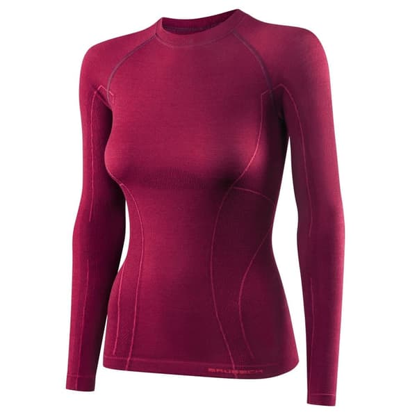 Långärmad T-shirt för damer Brubeck ACTIVE WOOL Termoaktivunderkläder Merinoull Svart, Denim, Plommon