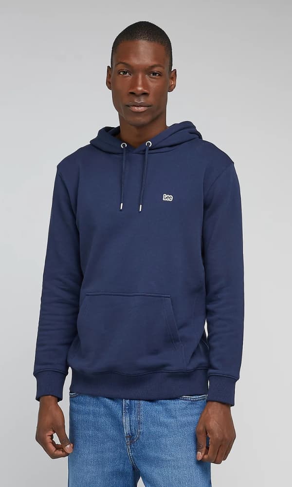 Lee ENFÄRG HOODIE Marinblå MARINBLÅ BOMULL HOODIE XXL
