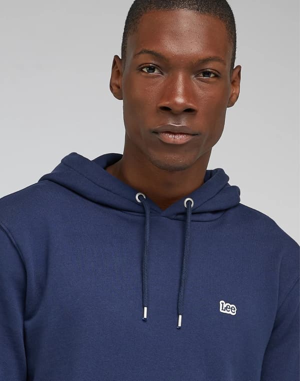 Lee ENFÄRG HOODIE Marinblå MARINBLÅ BOMULL HOODIE XXL