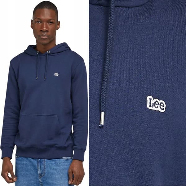 Lee ENFÄRG HOODIE Marinblå MARINBLÅ BOMULL HOODIE XXL