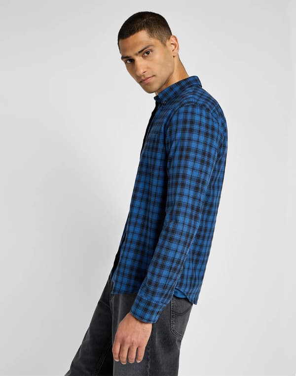 Lee BUTTON DOWN Sininen SININEN PUUVILLARUUTUPAITA NORMAALI M