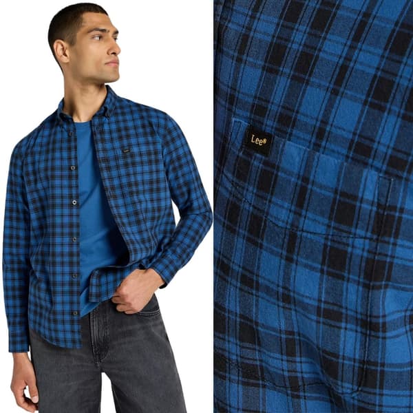 Lee BUTTON DOWN Sininen SININEN PUUVILLARUUTUPAITA NORMAALI M
