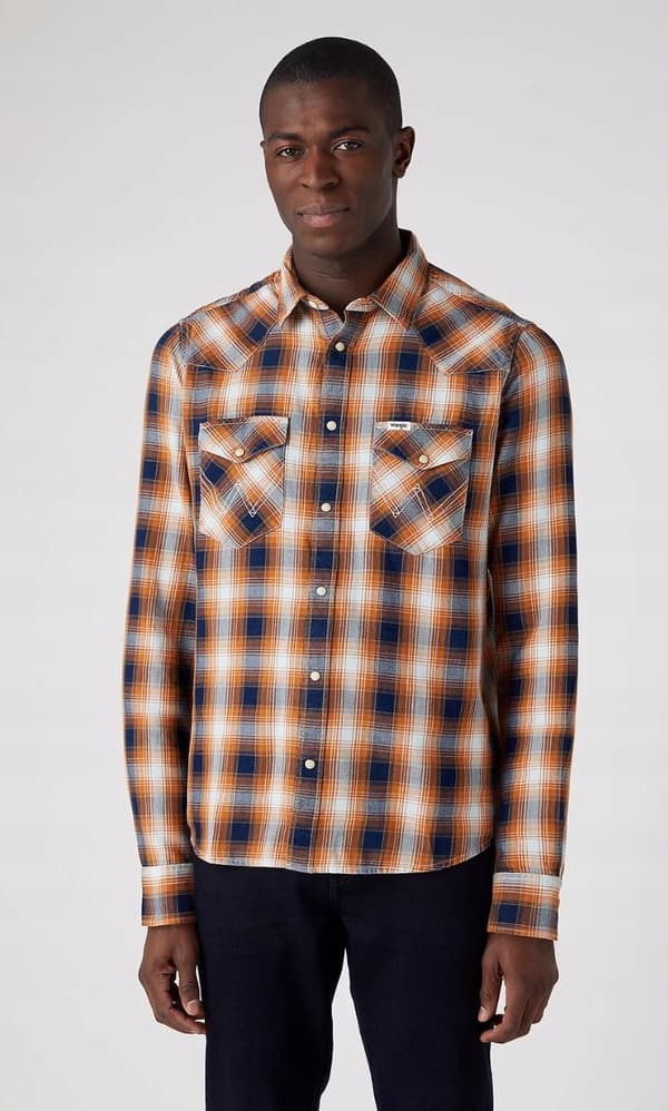 Wrangler LS WESTERN SKJORTE Golden Oak BOMULD TERNET SKJORTE REGULAR M