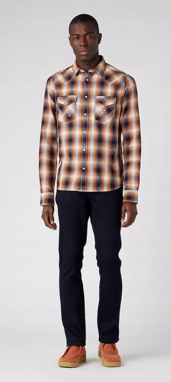 Wrangler LS WESTERN SKJORTE Golden Oak BOMULD TERNET SKJORTE REGULAR M