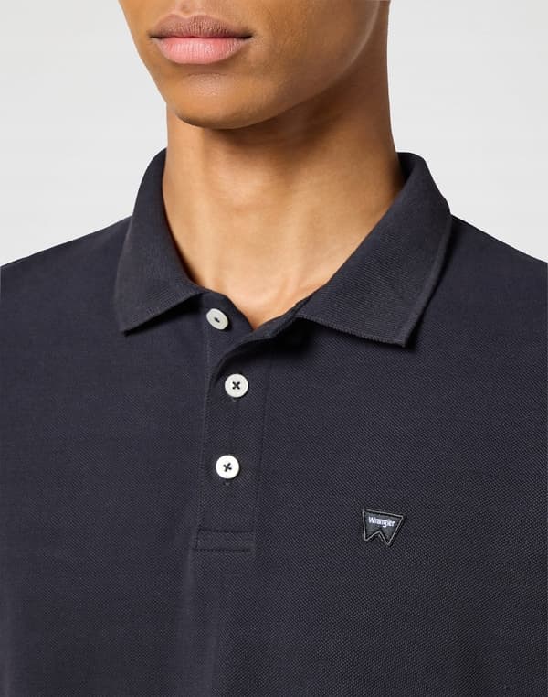 Wrangler POLO Musta pitkähihainen musta poolopaita pitkähihaisella koolla, normaali koko XXL