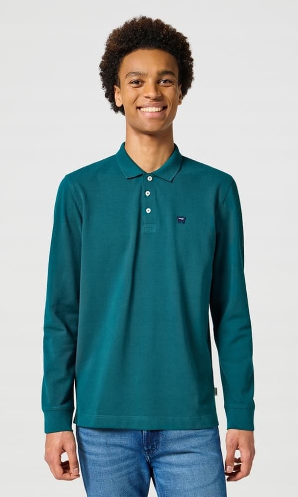 Wrangler POLO Blågrön LÅNGÄRMAD GRÖN POLO MED LÅNGÄRMAD NORMAL XXL