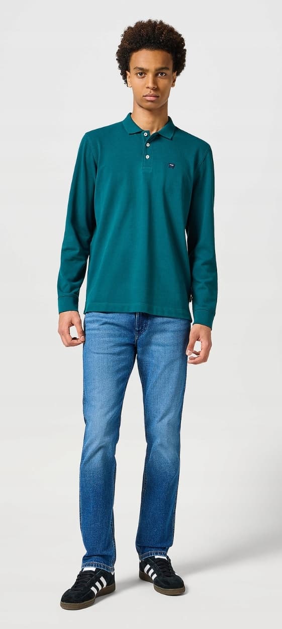 Wrangler POLO Blågrön LÅNGÄRMAD GRÖN POLO MED LÅNGÄRMAD NORMAL XXL