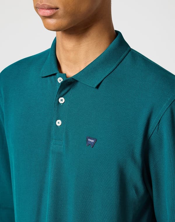Wrangler POLO Blågrön LÅNGÄRMAD GRÖN POLO MED LÅNGÄRMAD NORMAL XXL