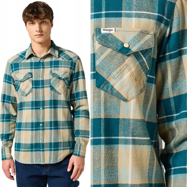 Wrangler FLANELL WESTERN SKJORTA Chinchilla BOMULL RUTIGT SKJORTA XXL