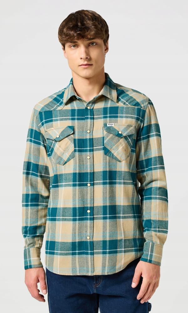 Wrangler FLANNEL WESTERN SKJORTE Chinchilla BOMULD TERNET SKJORTE M