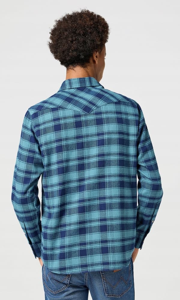 Wrangler FLANNEL WESTERN SKJORTE Blue Storm BOMULD TERNET SKJORTE M