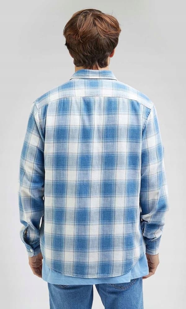 Lee ARBETSKJORTA 2.0 Indigo LÖS BOMULLSRUTIG SKJORTA RELAXED FIT M