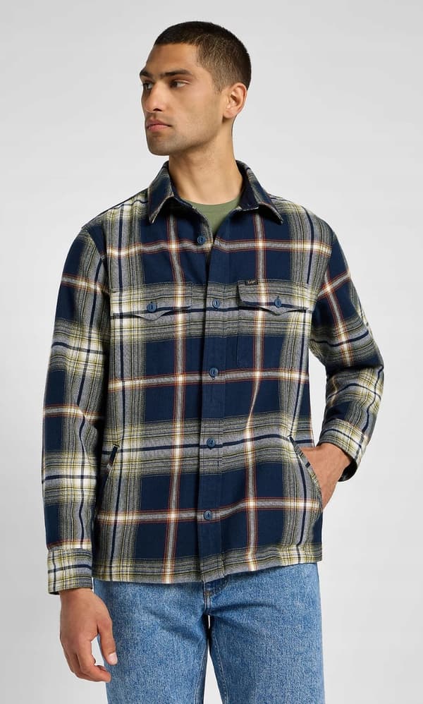 Lee FLAP POCKET OVERSHIRT Mørkblå BOMULDSKJORTE TERNET KATANA JAKKE L